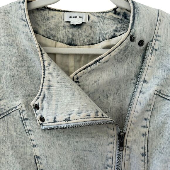 Helmunt Lang White Washed Denim Moto Jacket - Picture 4 of 8